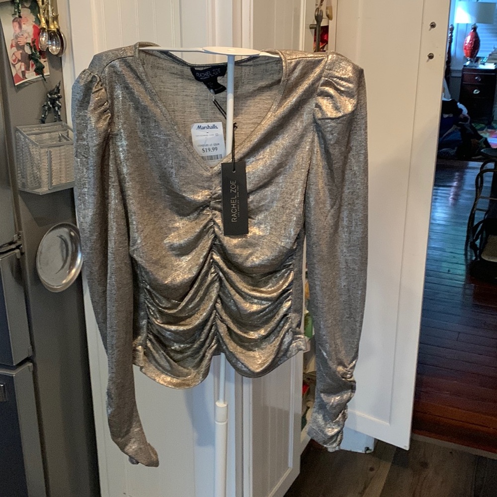 Rachel Zoe metallic crop top. NWT. Retail 69